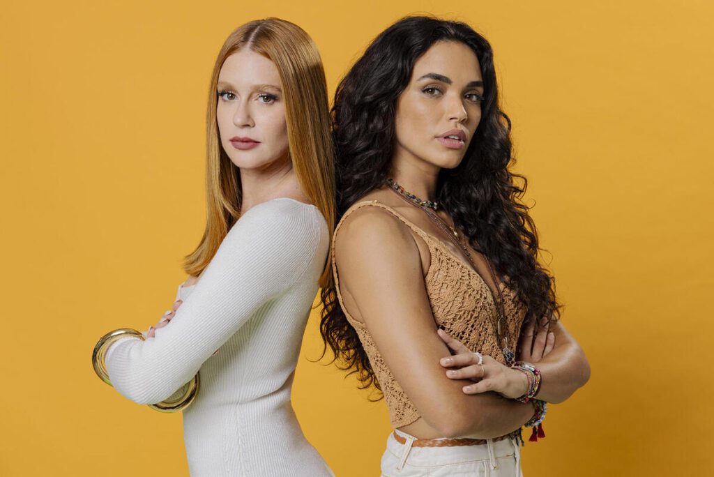 Preciosa e Luna em fundo amarelo