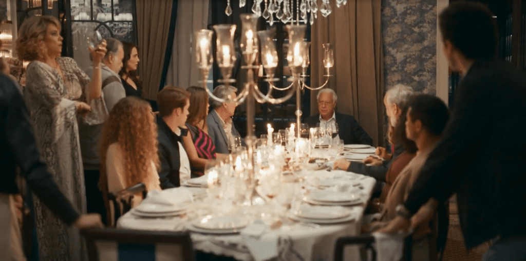Cena do jantar de anúncio do casamento de Arthur e Adriana e, Quem Ama Cuida
